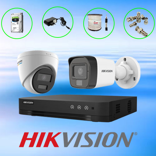 TRỌN BỘ 2 CAMERA QUAN SÁT HIKVISION 2.0 MP CHUẨN 1080P CÓ MIC THU ÂM