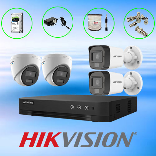 TRỌN BỘ 4 CAMERA QUAN SÁT HIKVISION 2.0 MP CHUẨN 1080P CÓ MIC THU ÂM